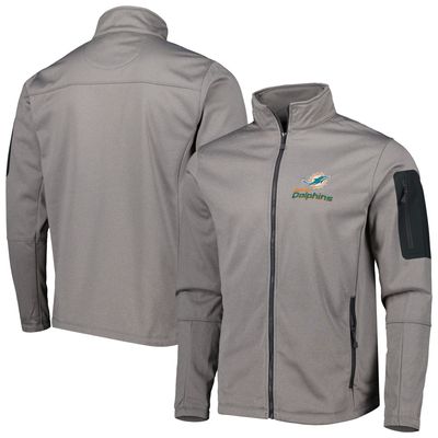 Men's Dunbrooke Heather Gray Miami Dolphins Freestyle Coated Tech Fleece Full-Zip Jacket