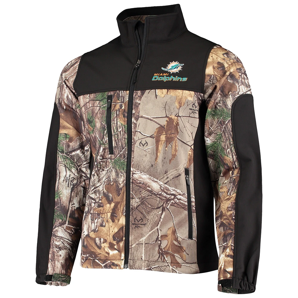Men's Dunbrooke Realtree Camo/Black Miami Dolphins Circle Hunter Softshell Full-Zip Jacket