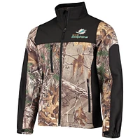 Men's Dunbrooke Realtree Camo/Black Miami Dolphins Circle Hunter Softshell Full-Zip Jacket