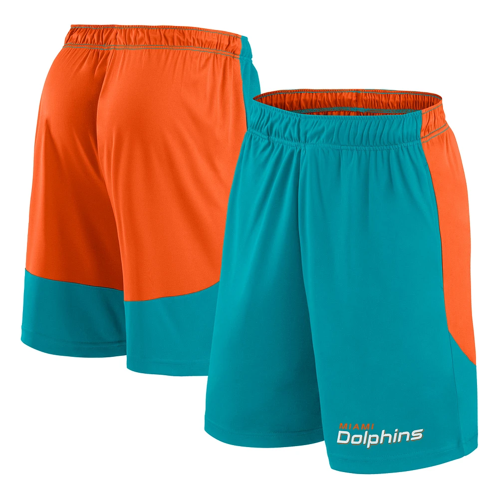 Short de lancement Fanatics Aqua/Orange pour homme des Miami Dolphins