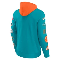 Men's Fanatics  Aqua/Orange Miami Dolphins Patched Out Pullover Hoodie