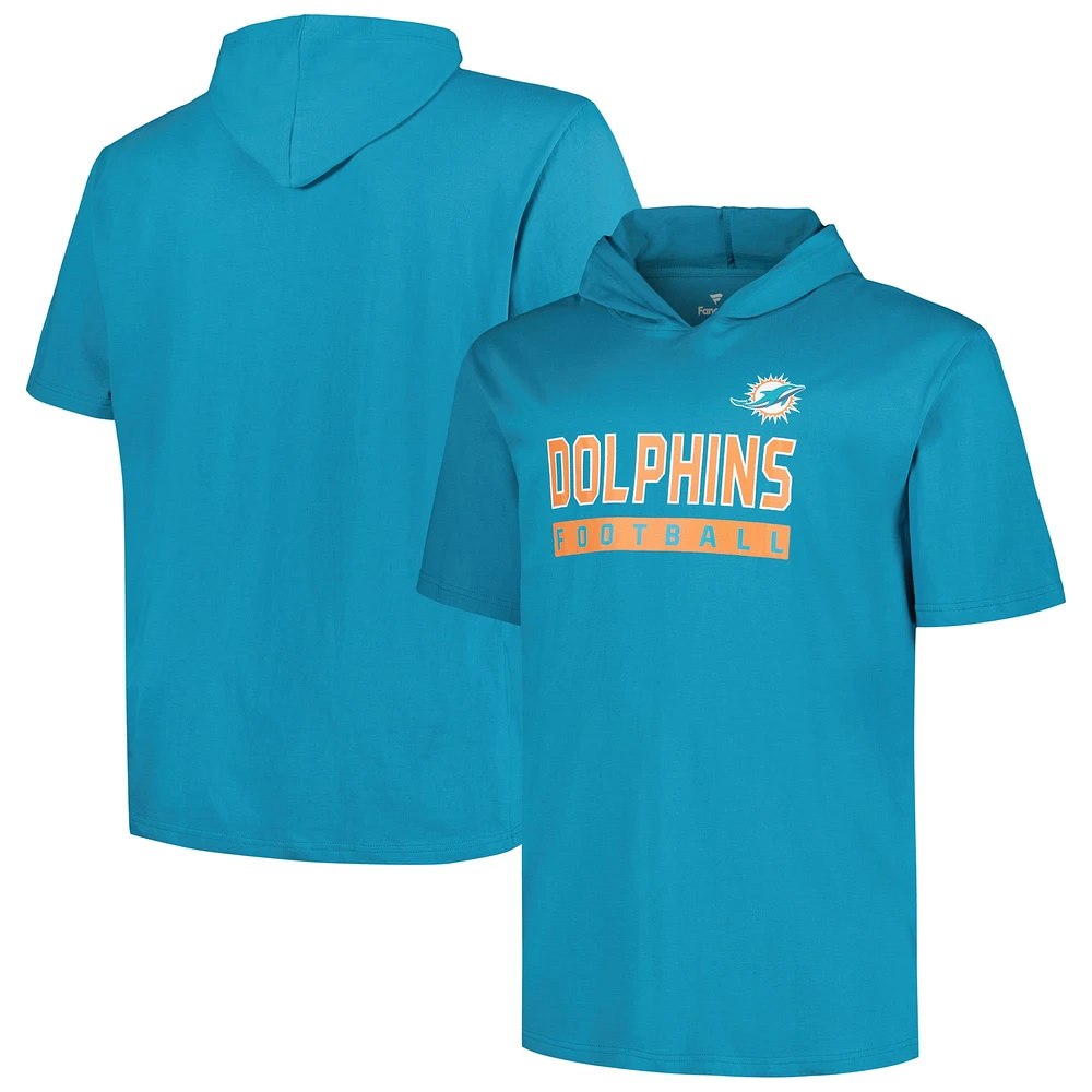 T-shirt à capuche Fanatics Aqua Miami Dolphins Big & Tall pour hommes