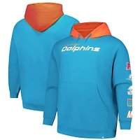 Sweat à capuche patchs Fanatics Aqua Miami Dolphins pour hommes de grande taille