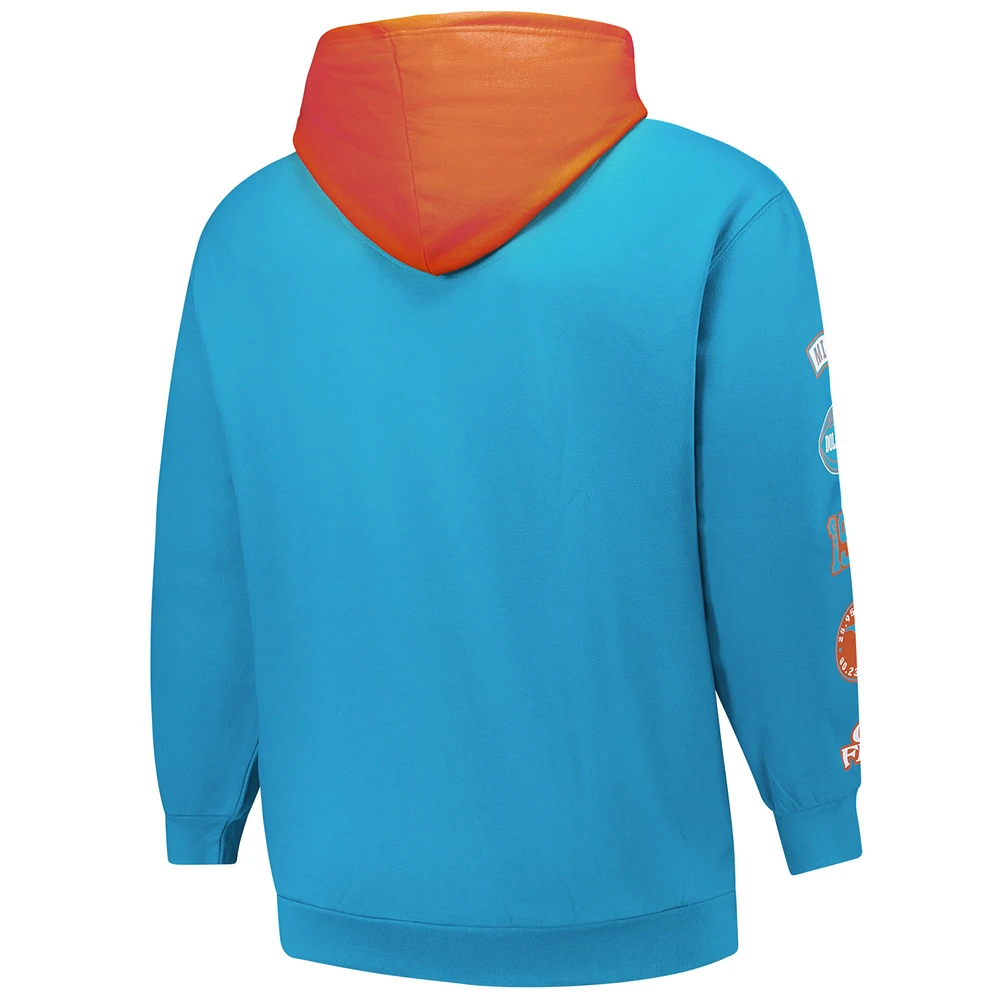 Men's Fanatics Aqua Miami Dolphins Big & Tall Patched Out Pullover Hoodie