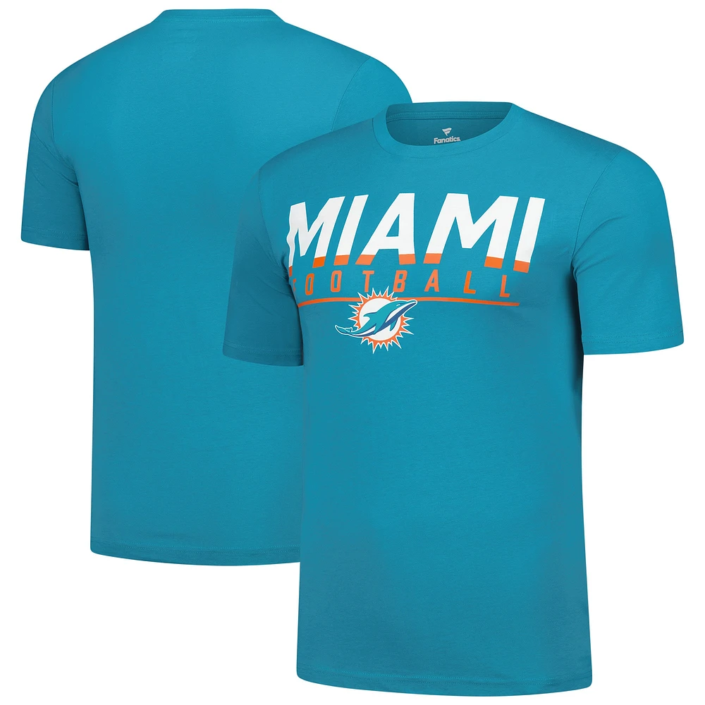 T-shirt Fanatics Aqua Miami Dolphins pour homme avec logo bloqué