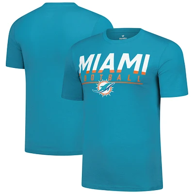 T-shirt Fanatics Aqua Miami Dolphins pour homme avec logo bloqué