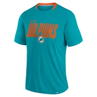 Men's Fanatics Aqua Miami Dolphins Defender Fade Slant T-Shirt