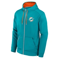 Sweat à capuche entièrement zippé Fanatics Aqua Miami Dolphins Defender pour hommes