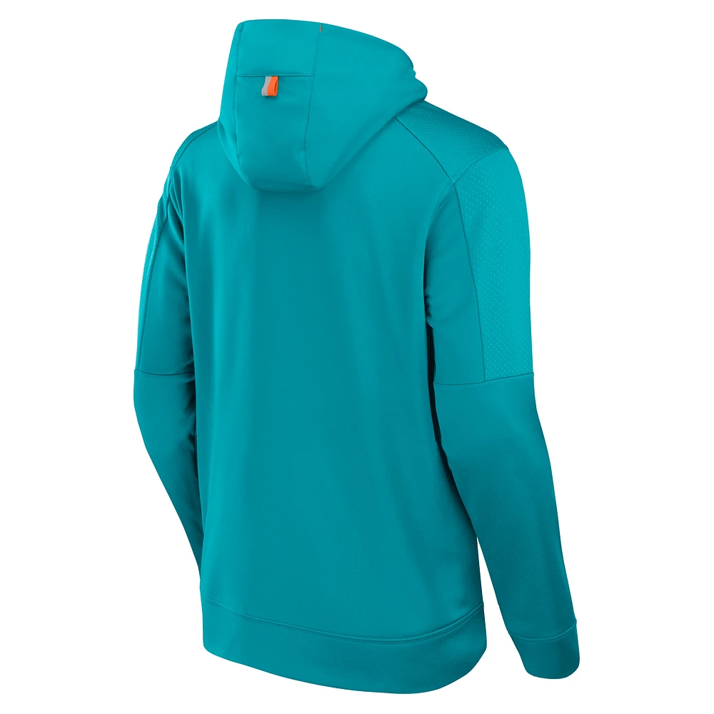 Men's Fanatics Aqua Miami Dolphins Defender Full-Zip Hoodie