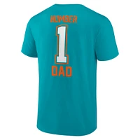 Men's Fanatics Aqua Miami Dolphins #1 Dad T-Shirt