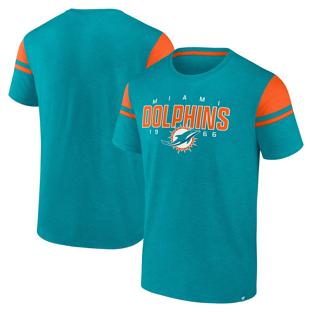 Men's Fanatics Aqua Miami Dolphins Old School Play Slub T-Shirt