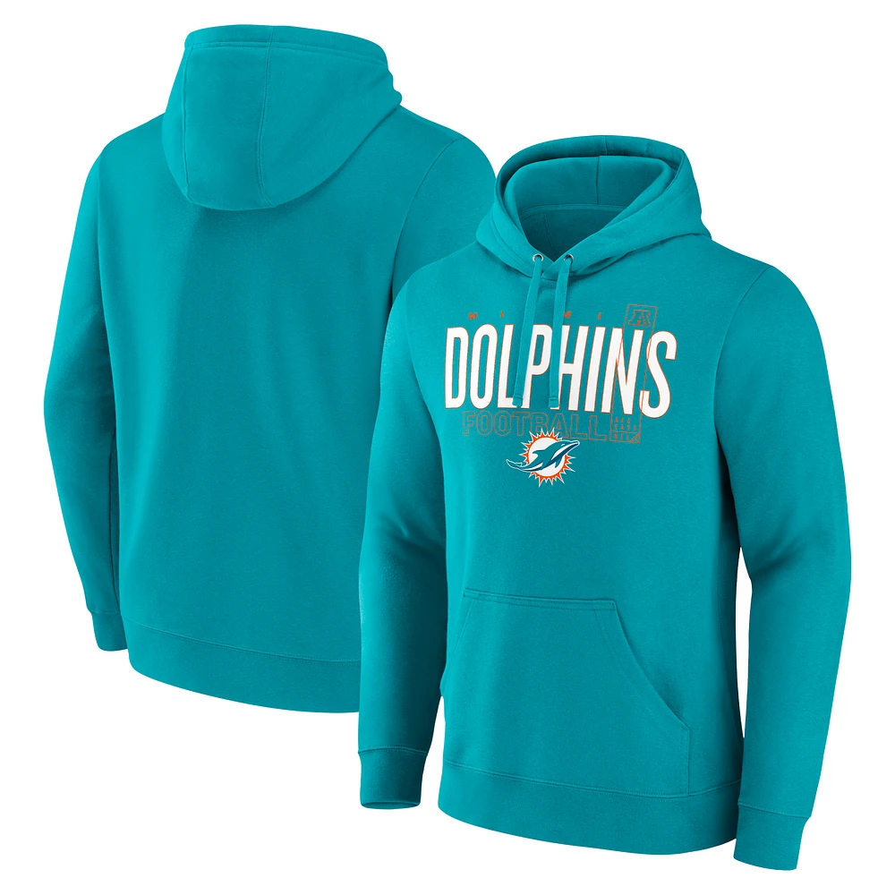 Men's Fanatics Aqua Miami Dolphins Pylon Outline Pullover Hoodie