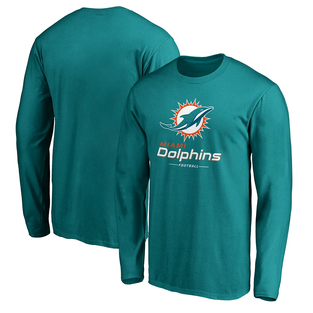 Men's Fanatics Aqua Miami Dolphins Team Lockup Long Sleeve T-Shirt