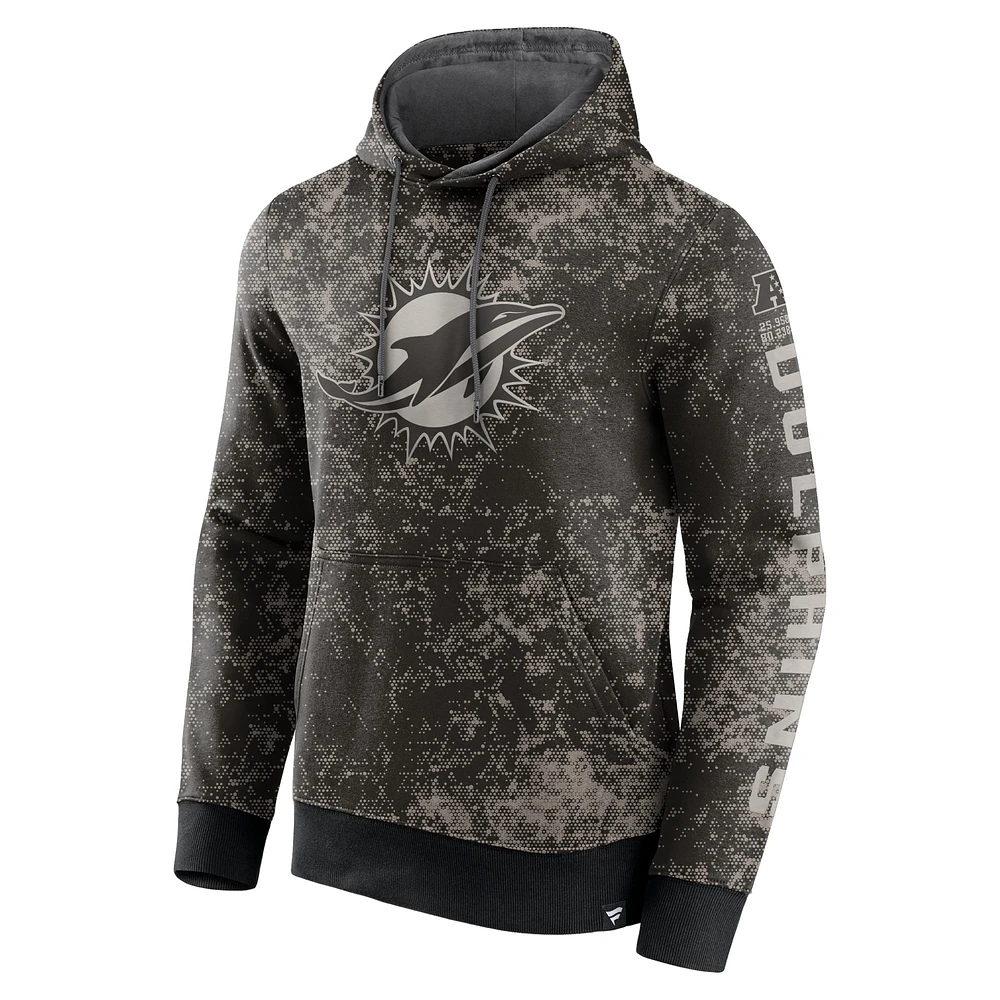 Men's Fanatics  Black/Gray Miami Dolphins Blackout Tonal Pullover Hoodie