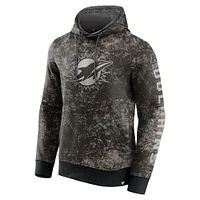 Men's Fanatics  Black/Gray Miami Dolphins Blackout Tonal Pullover Hoodie