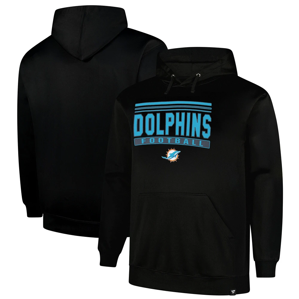 Sweat à capuche en polaire Fanatics Black Miami Dolphins pour hommes, grande taille