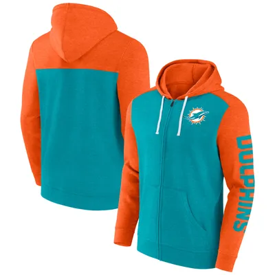 Men's Antigua Black/Heather Gray Miami Dolphins Victory Pullover Hoodie Size: Medium