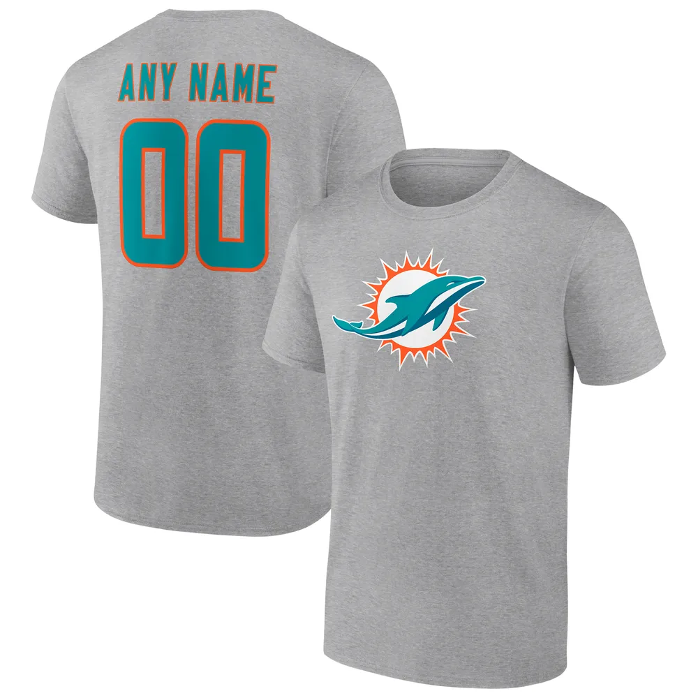 Custom Miami Dolphins Men's Name & Number Logo Long Sleeve T-Shirt