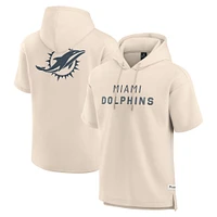 Men's Fanatics Cream Miami Dolphins Elements Future Ground Lettering Short Sleeve Pullover Hoodie