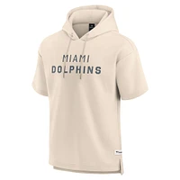 Men's Fanatics Cream Miami Dolphins Elements Future Ground Lettering Short Sleeve Pullover Hoodie