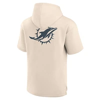 Men's Fanatics Cream Miami Dolphins Elements Future Ground Lettering Short Sleeve Pullover Hoodie