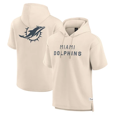 Men's Fanatics Cream Miami Dolphins Elements Future Ground Lettering Short Sleeve Pullover Hoodie