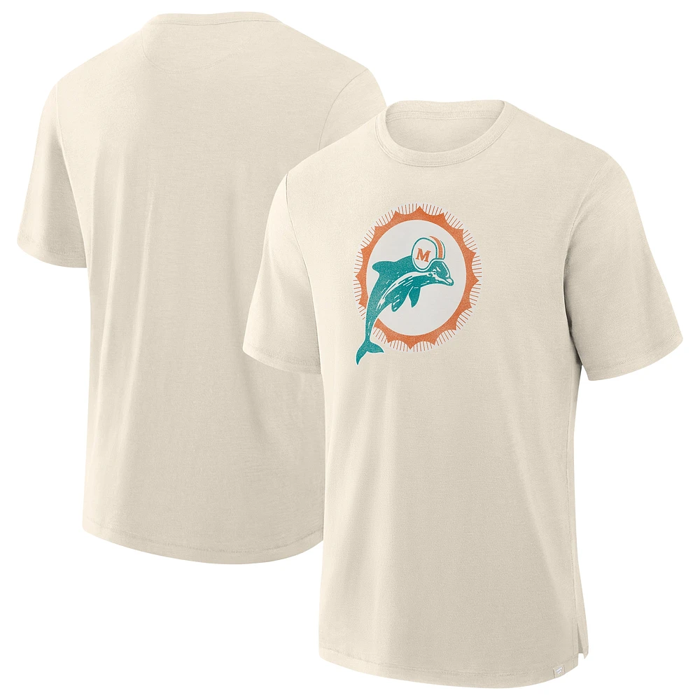 T-shirt fanatiques crème Miami Dolphins Slub pour hommes