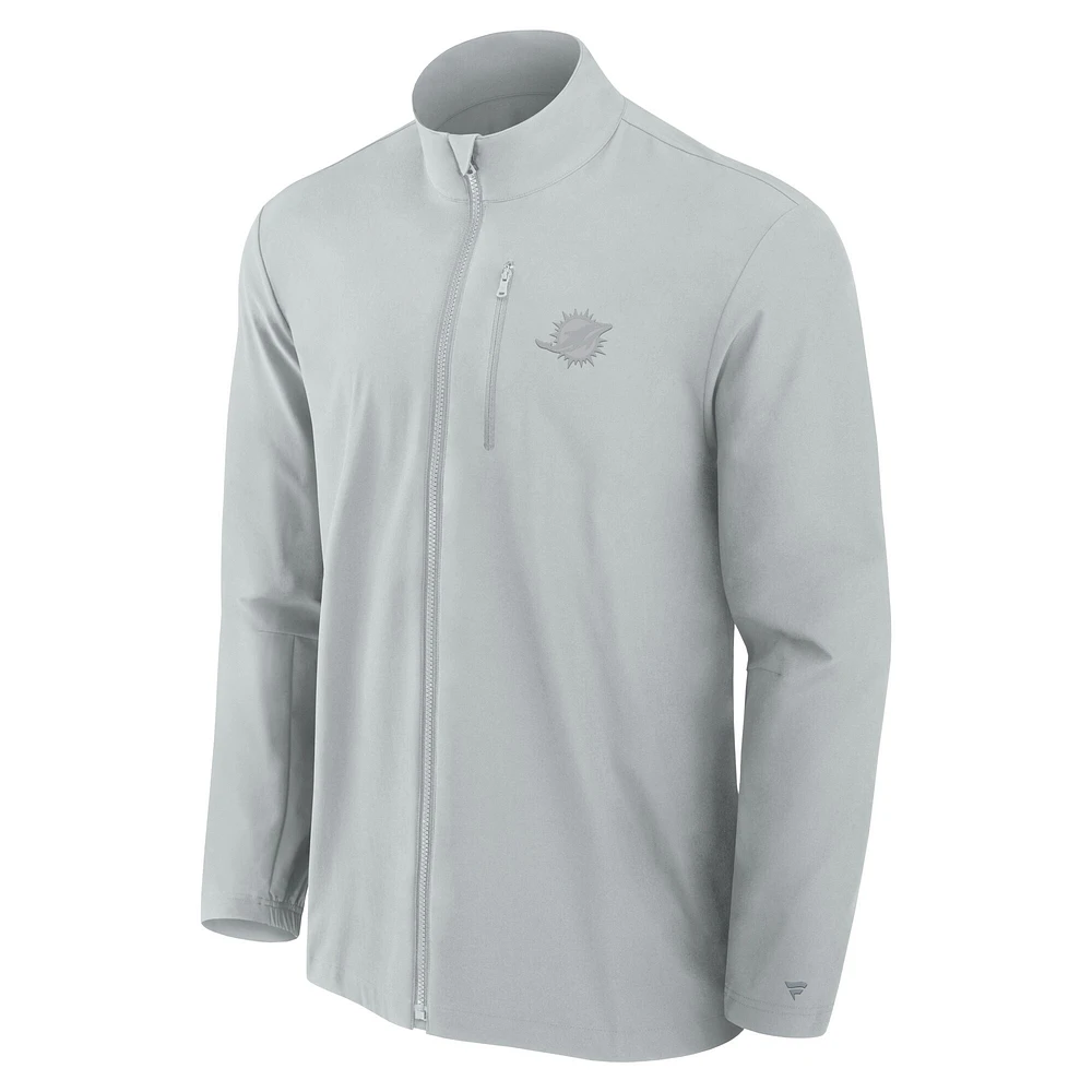 Men's Fanatics Gray Miami Dolphins Front Office Micro Tonal Full-Zip Jacket
