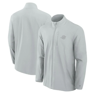 Men's Fanatics Gray Miami Dolphins Front Office Micro Tonal Full-Zip Jacket
