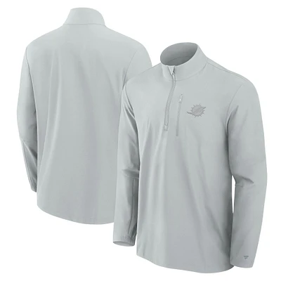 Men's Fanatics Gray Miami Dolphins Front Office Micro Tonal Quarter-Zip Pullover