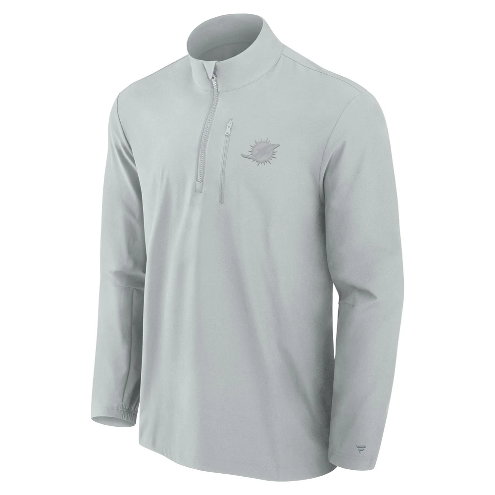 Men's Fanatics Gray Miami Dolphins Front Office Woven Quarter-Zip Jacket