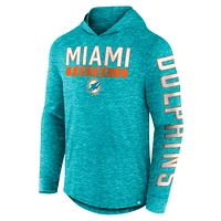 Men's Fanatics Heather Aqua Miami Dolphins Pill Stack Long Sleeve Hoodie T-Shirt