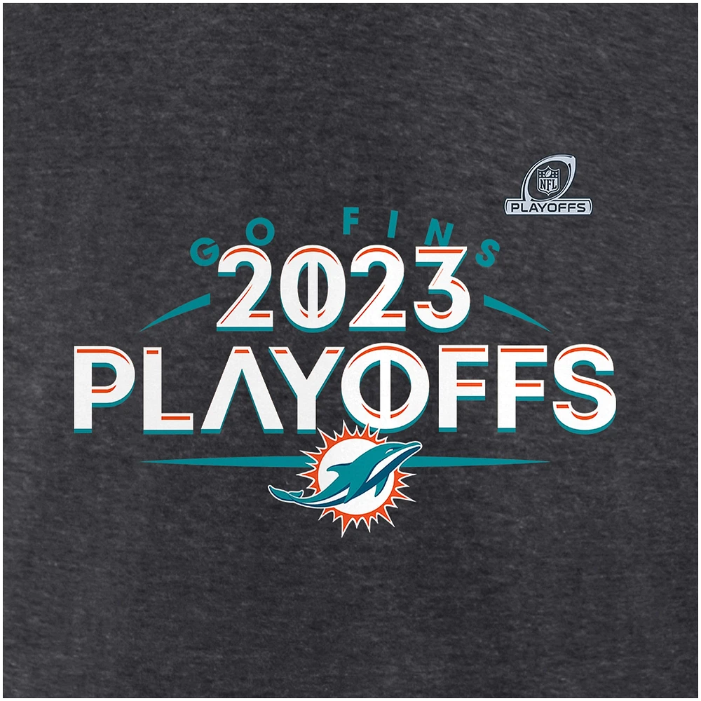 T-shirt Fanatics Heather Charcoal Miami Dolphins 2023 NFL Playoffs pour hommes