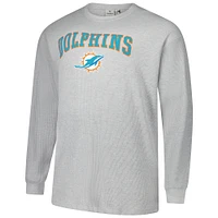 T-shirt thermique à manches longues pour hommes Fanatics Heather Grey Miami Dolphins Big & Tall