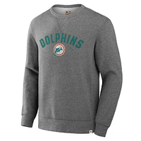 Men's Fanatics  Heather Gray Miami Dolphins Loop Terry Pullover Sweatshirt