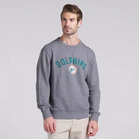 Men's Fanatics  Heather Gray Miami Dolphins Loop Terry Pullover Sweatshirt