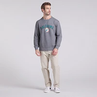 Men's Fanatics  Heather Gray Miami Dolphins Loop Terry Pullover Sweatshirt