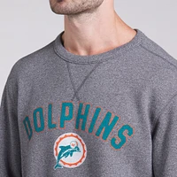 Men's Fanatics  Heather Gray Miami Dolphins Loop Terry Pullover Sweatshirt