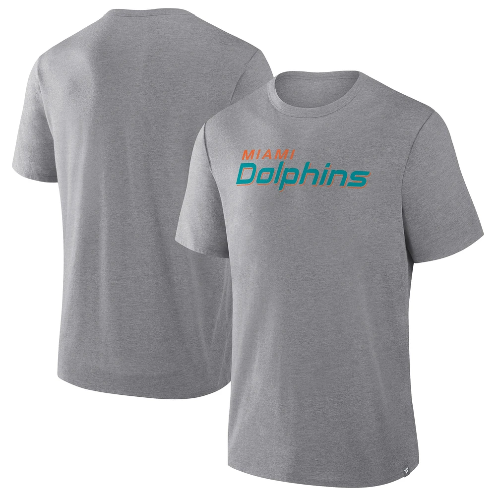 T-shirt tri-blend gris chiné Fanatics pour homme des Miami Dolphins