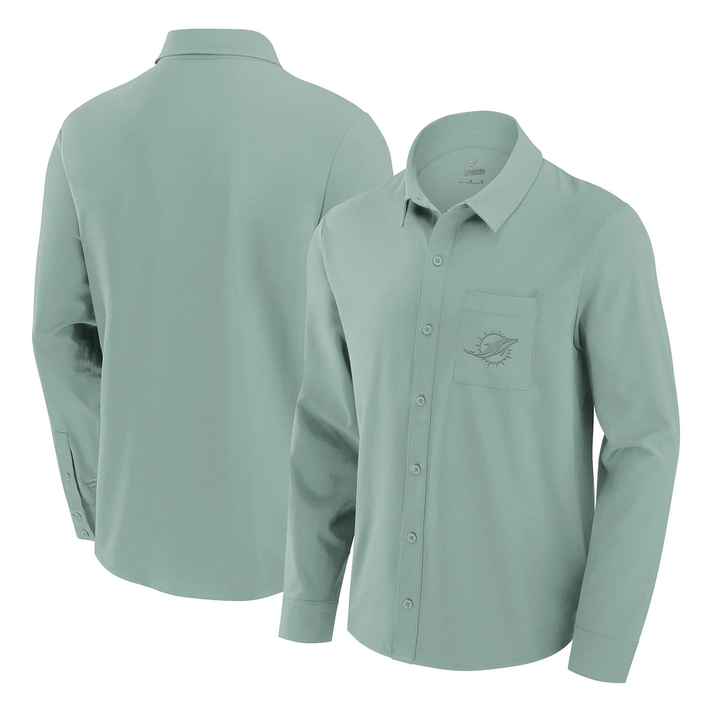 Chemise boutonnée à manches longues Fanatics Mint Miami Dolphins Front Office pour hommes