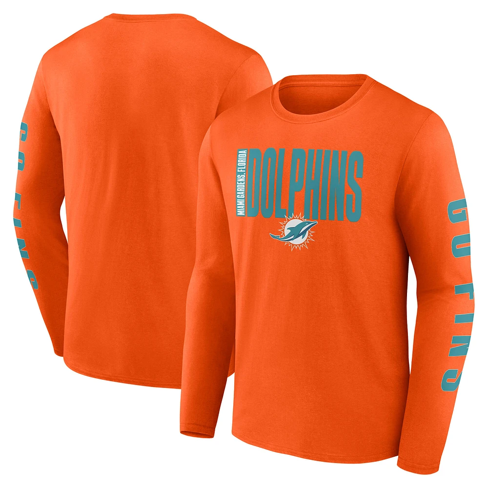 T-shirt à manches longues Fanatics Orange Miami Dolphins Big & Tall Vision pour hommes