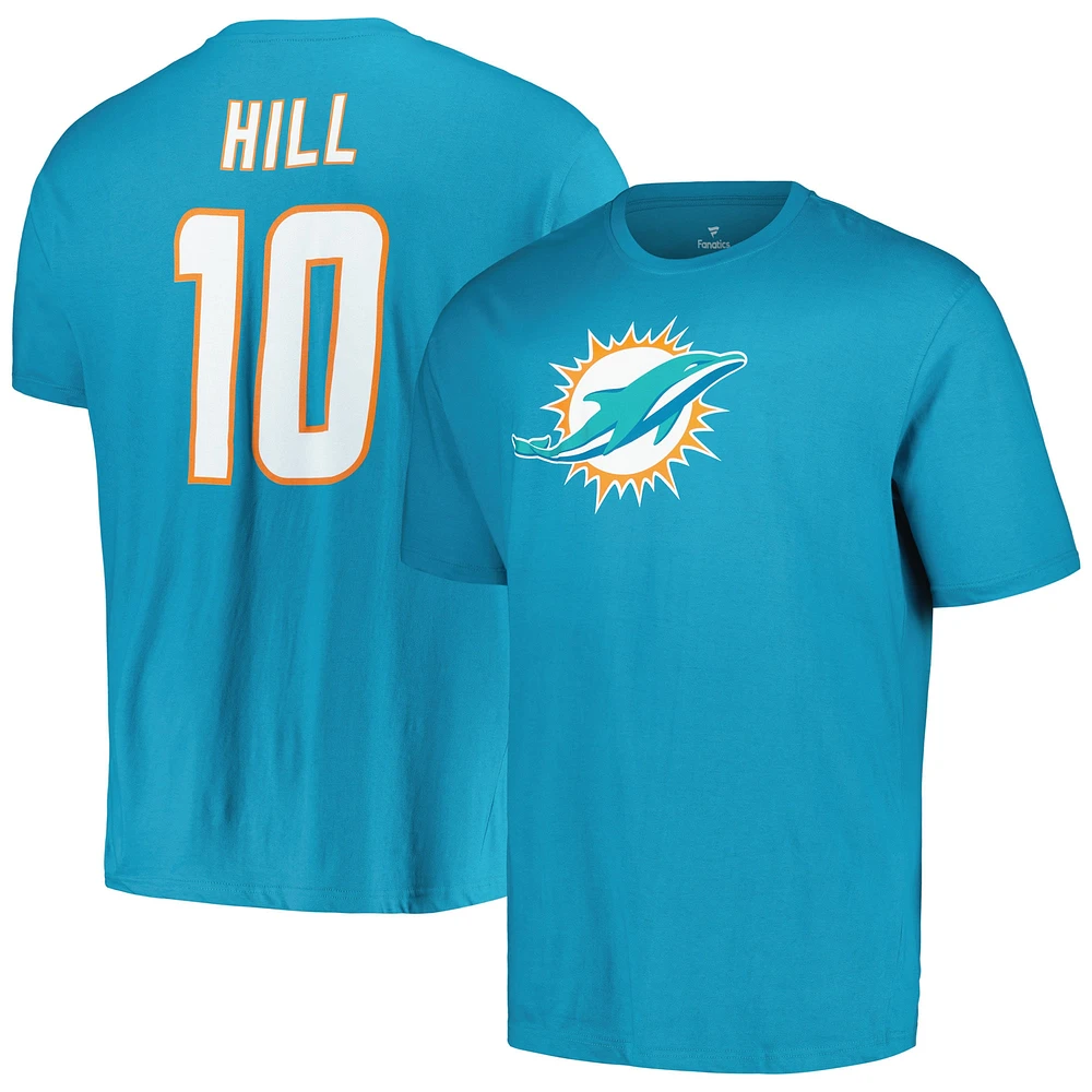 Men's Fanatics Tyreek Hill Aqua Miami Dolphins Big & Tall Player Name Number T-Shirt