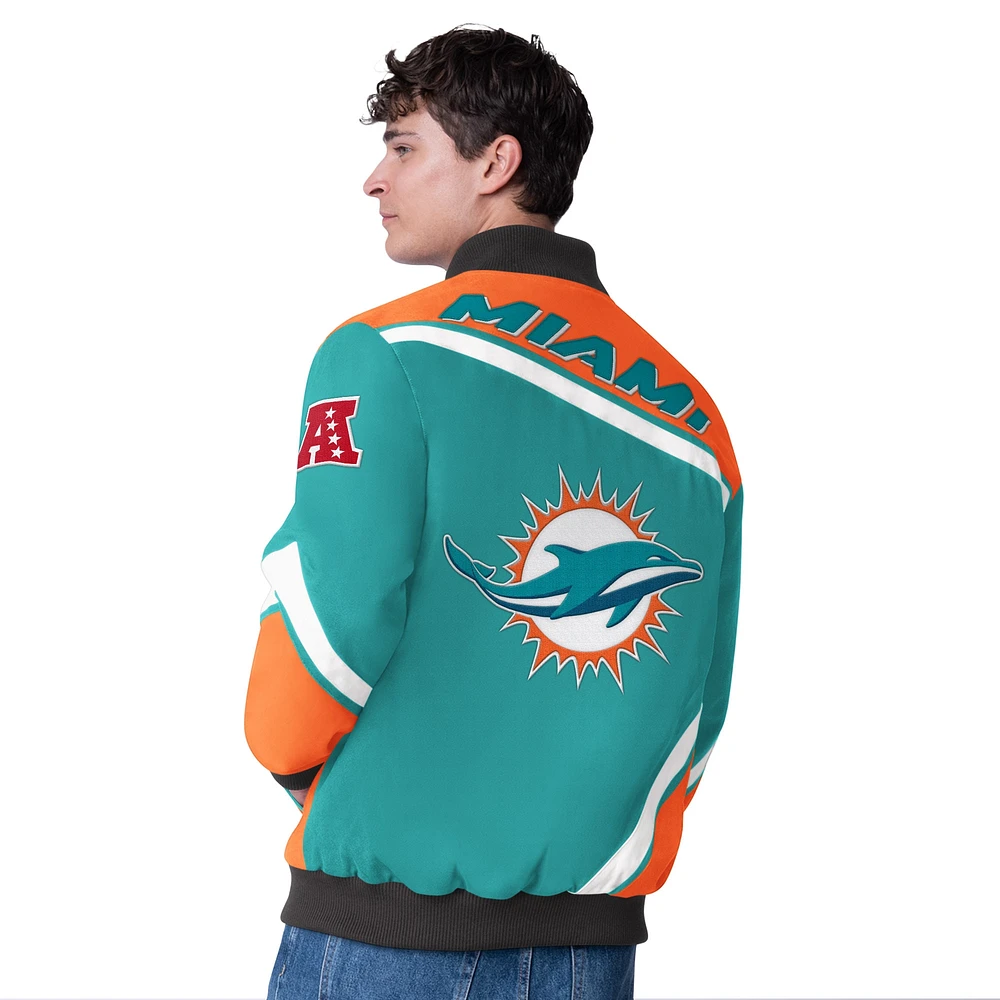 Men's G-III Extreme  Aqua Miami Dolphins Maximum Racing Full-Snap Jacket