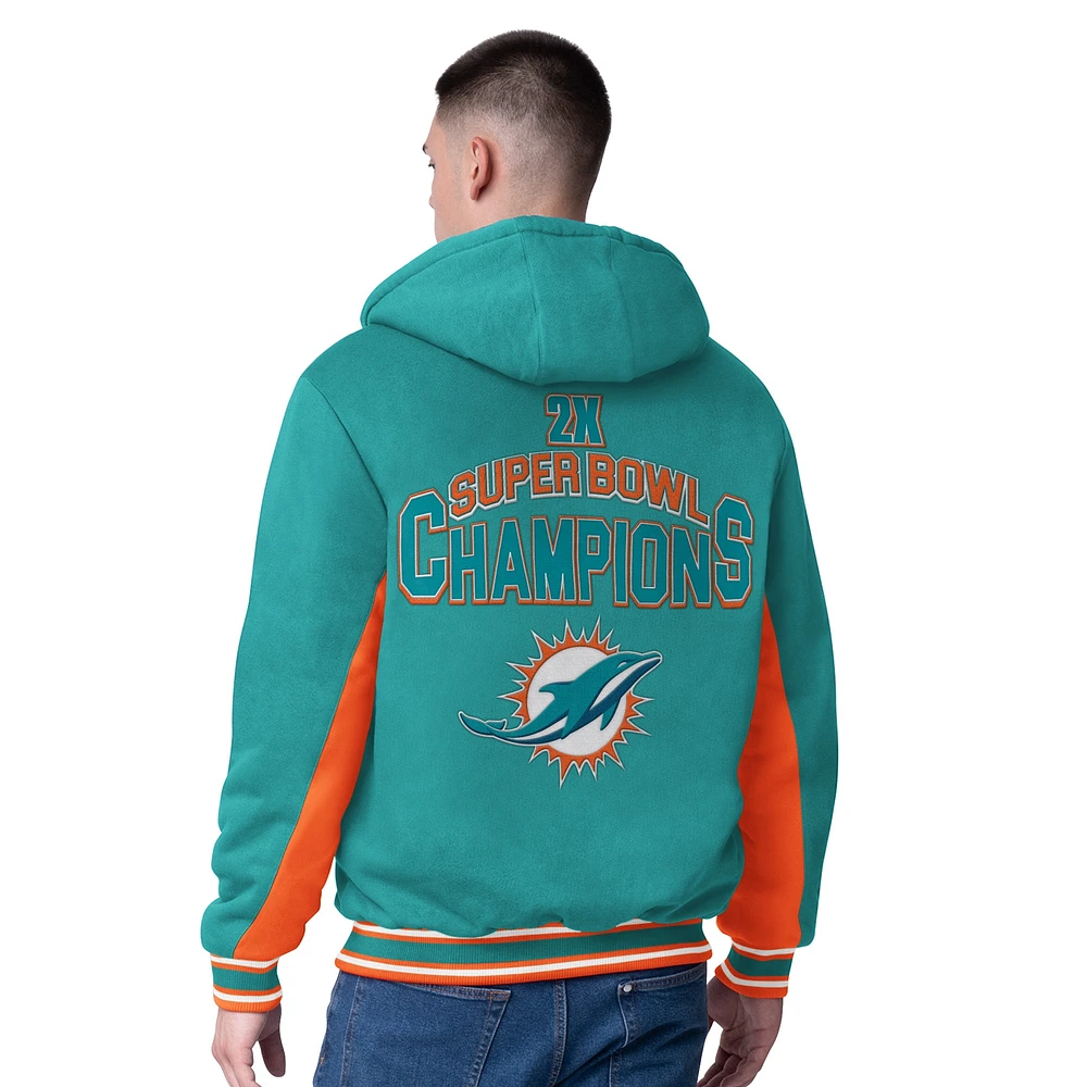 Veste à capuche zippée commémorative G-III Extreme Aqua Miami Dolphins No Huddle pour homme