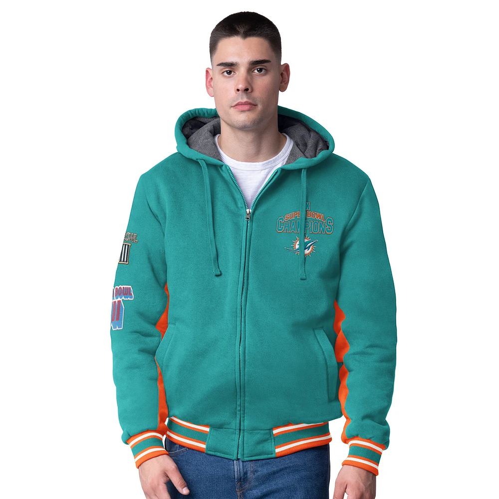 Veste à capuche zippée commémorative G-III Extreme Aqua Miami Dolphins No Huddle pour homme