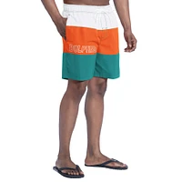 Men's G-III Sports by Carl Banks  Aqua/Orange Miami Dolphins Sunrise Volley Swim Shorts
