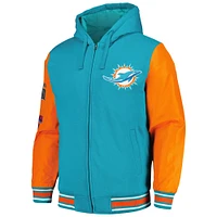 Veste à capuche entièrement zippée blocs de couleurs G-III Sports by Carl Banks Aqua Miami Dolphins Player Option pour hommes