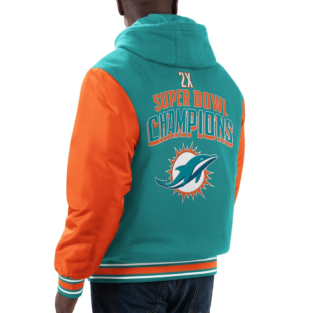 Veste à capuche entièrement zippée blocs de couleurs G-III Sports by Carl Banks Aqua Miami Dolphins Player Option pour hommes