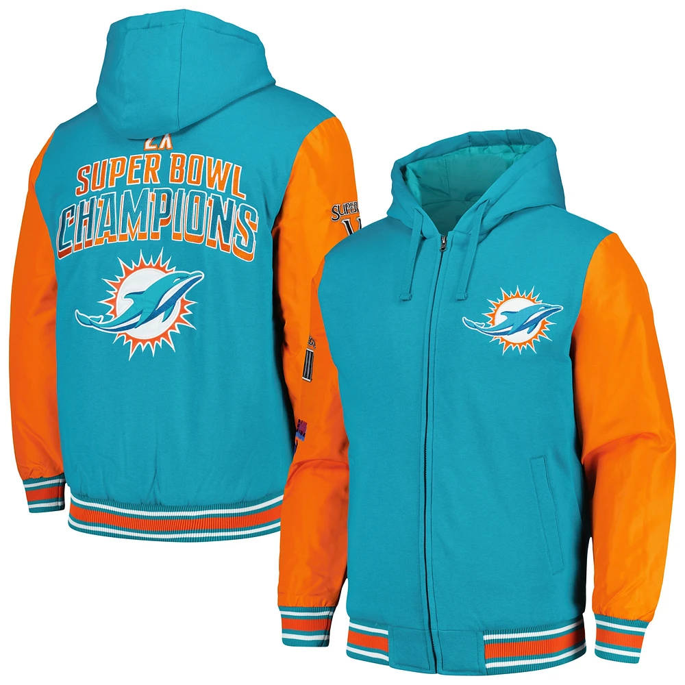 Veste à capuche entièrement zippée blocs de couleurs G-III Sports by Carl Banks Aqua Miami Dolphins Player Option pour hommes