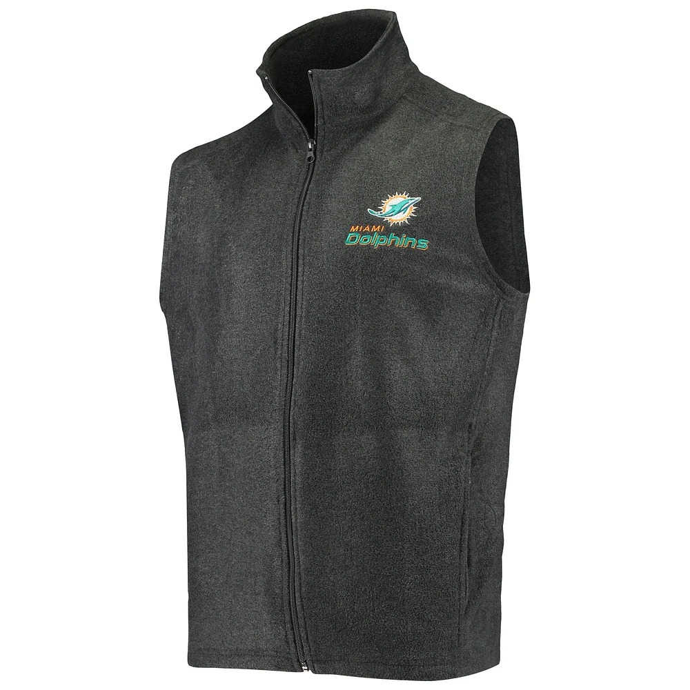 Men's Gray Miami Dolphins Houston Fleece Full-Zip Vest